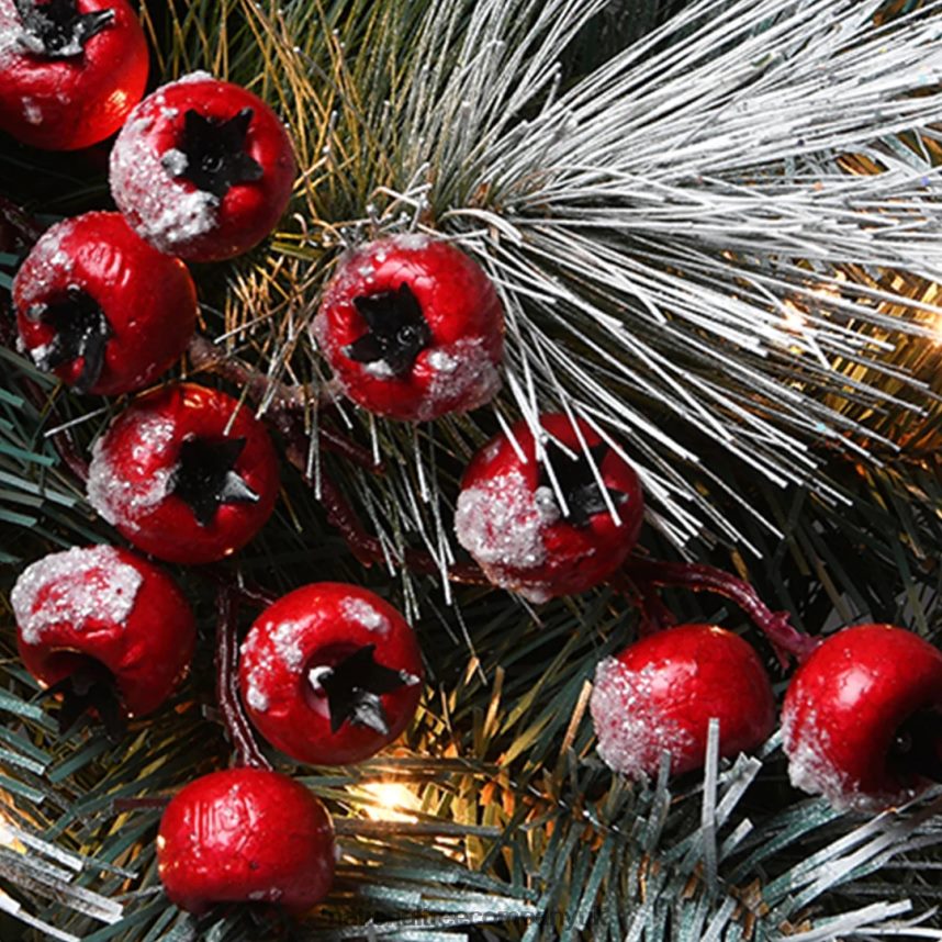 Greenery | National Tree Company Pre-Lit Artificial Christmas Garland Green Glacier Pine White Lights Decorated With Pine Cones Berry Clusters Frosted Branches Plug In Christmas Collection 9
